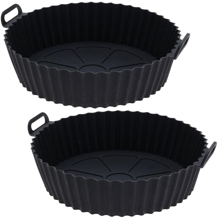 Produktbild Excellent Houseware 2er-Set Silikoneinlage für Heissluftfritteusen, 20,5 x 22,5 cm, schwarz