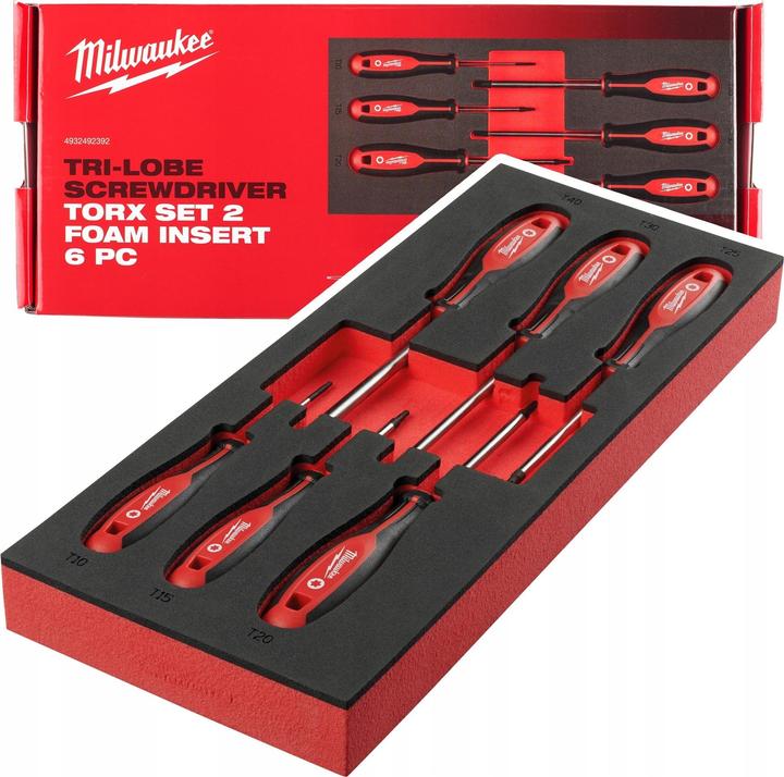 Immagine prodotto MGA Milwaukee Tri-Lobe inserto per cacciavite Torx a 6 pezzi per carrello da officina 78 cm (Pin-torx)