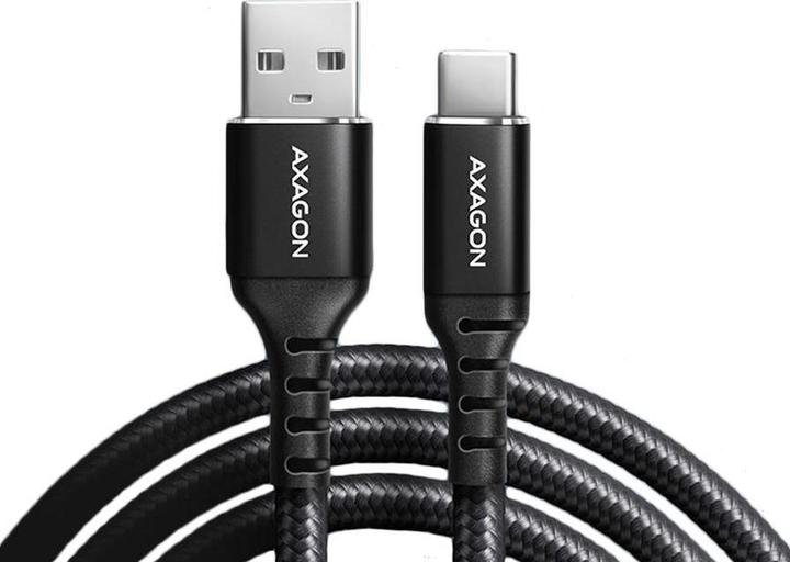 Produktbild Axagon BUCM-AM20AB USB-C zu USB-A Kabel, 2 m, USB 2.0, 3A, geflochten - schwarz (2 m, USB 2.0, 5 W)