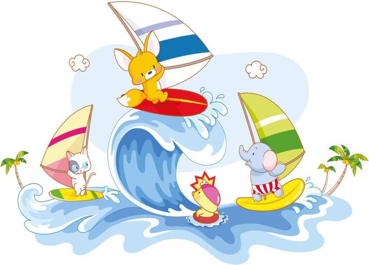 Produktbild Trenddeko Die vier Tierfreunde - Wasserspiele (140 x 100 cm)