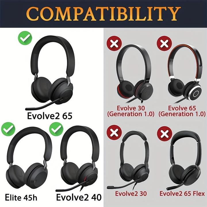 Produktbild PhoneLook Weiche Leder-Ersatz-Ohrpolster für Jabra Evolve2 65 / Evolve2 40 / Elite 45h (Evolve2 65)
