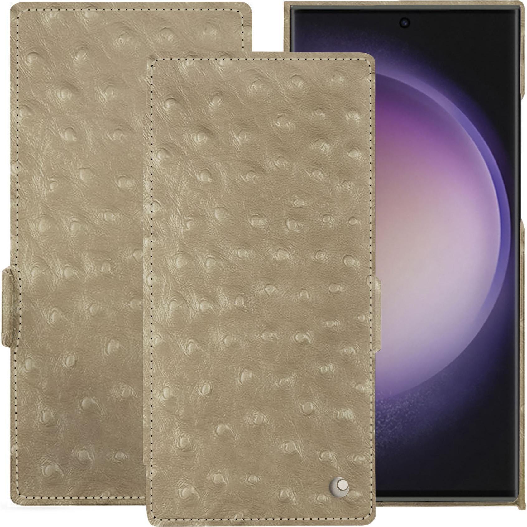Noreve Lederschutzhülle horizontal (Samsung Galaxy S23 Ultra, Samsung Galaxy S24 Ultra), Smartphone Hülle, Beige