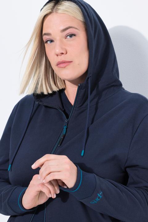 Image du produit Ulla Popken Veste oversize en molleton, passepoil fantaisie, capuche et fermeture à glissière à double sens (46, 48)