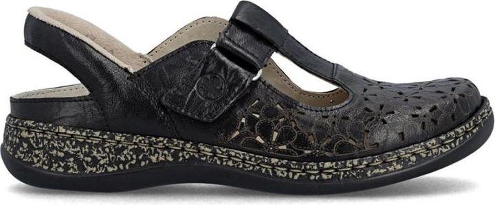 Actual product image Rieker Women's leather openwork sandals, comfortable, wide, black, 46397-00 (38)