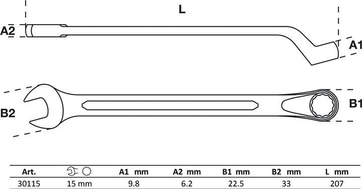 Produktbild BGS Maul-Ringschlüssel, gekröpft SW 15 mm (15 mm)