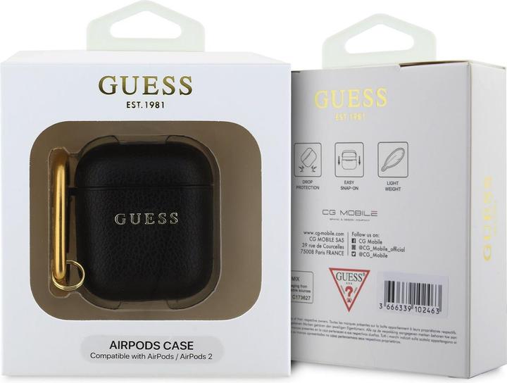Actual product image Guess Headphone case Apple AirPods 1/2 PU Grained Classic Logo Case Black (Headphone sleeve)
