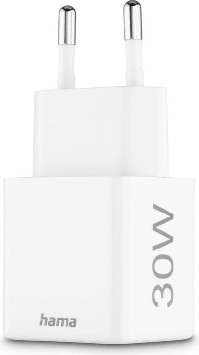 Produktbild Hama Schnellladegerät, 1x USB-C PD, 1x USB-A QC, Mini-Ladegerät, 30 W, Weiss (30 W, 2 Ports)