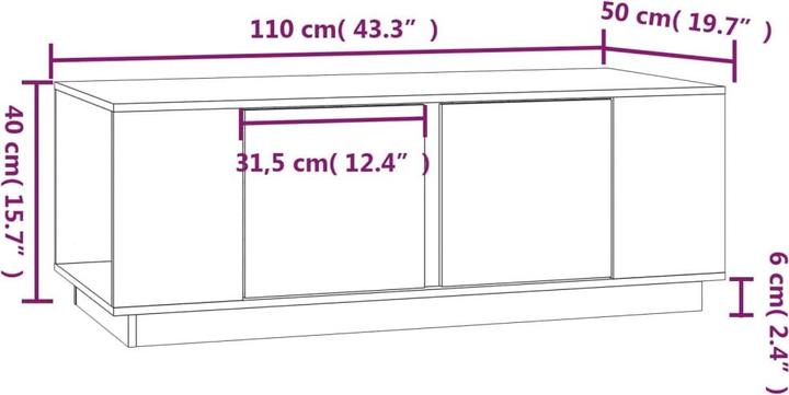 Produktbild vidaXL Couchtisch Honigbraun 110x50x40cm Massivholz Kiefer Beistelltisch Tisch