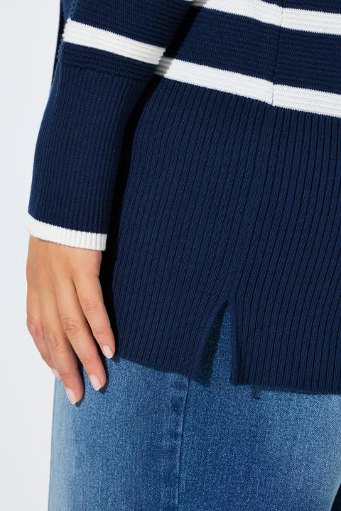 Produktbild Ulla Popken Strickjacke, Ringel, V-Ausschnitt, Langarm (62)