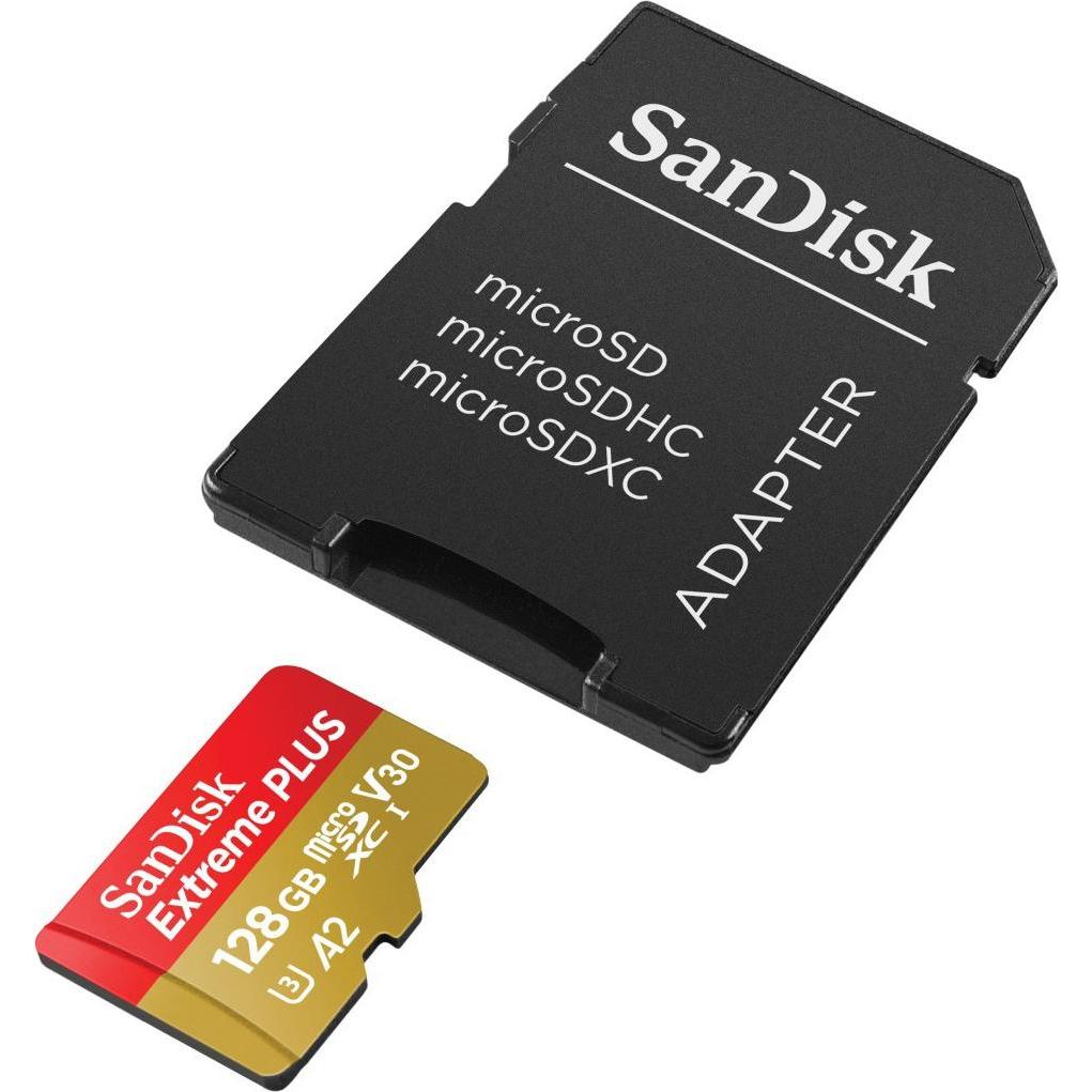 Thumbnail - SanDisk Extreme Plus (128 GB, microSDXC, U3, UHS-I), Speicherkarte, Rot, Gold