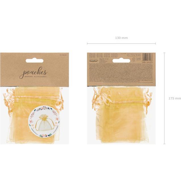 Thumbnail - Partydeco Pochettes en organza - Or (10pcs)