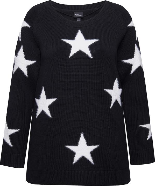 Image du produit Ulla Popken Pull à col rond et manches longues raglan, étoiles brillantes (58)