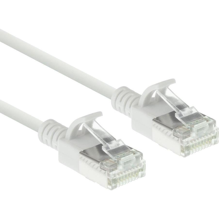 ACT White 1 meter LSZH U/FTP CAT6A datacenter slimline patch cable snagless with RJ45 connectors (U/FTP, CAT6a, 1 m), Ne...