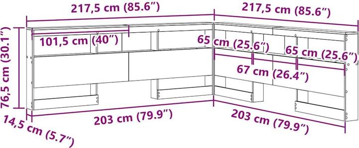 Immagine prodotto vidaXL Aufbewahrungskopfteil (217.50 x 217.50 x 76.50 cm)