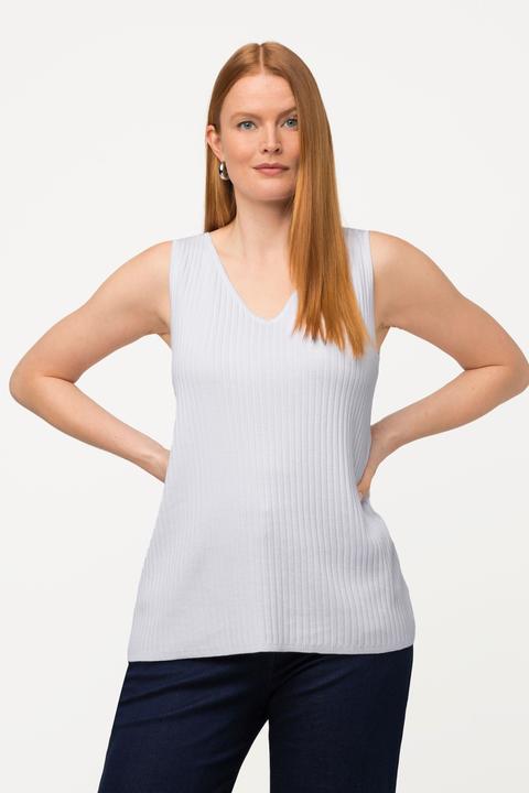 Immagine prodotto Ulla Popken Top smanicato di maglia a costine con scollo a V (46, 48)