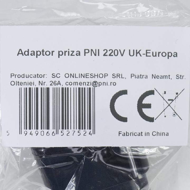 Produktbild PNI UK-Europa-Steckdosenadapter, 220 V, schwarz