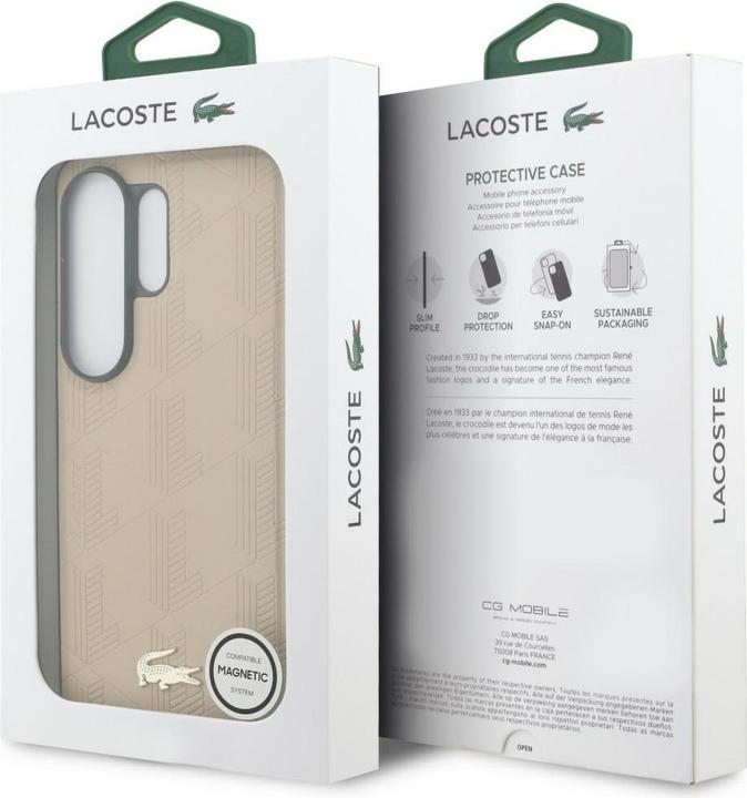 Actual product image Lacoste Case Nomograme Gold Logo MagSafe for Samsung Galaxy S26 Ultra beige (Samsung Galaxy S26 Ultra)