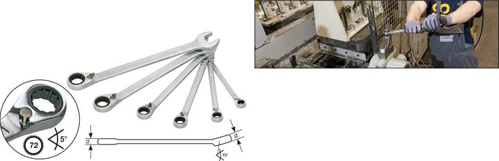 Produktbild HAZET Knarren Ring-Maulschlüssel Satz 606/6-1 ∙ Aussen Doppel-Sechskant-Tractionsprofil ∙ 21 - 32 ∙ … (21 mm, 22 mm, 24 mm, 27 mm, 30 mm, 32 mm)