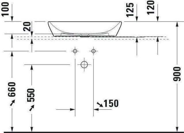Actual product image Duravit Countertop basin D-NEO 600x400mm o ÜL without tap hole bench white (400 mm, 600 mm)