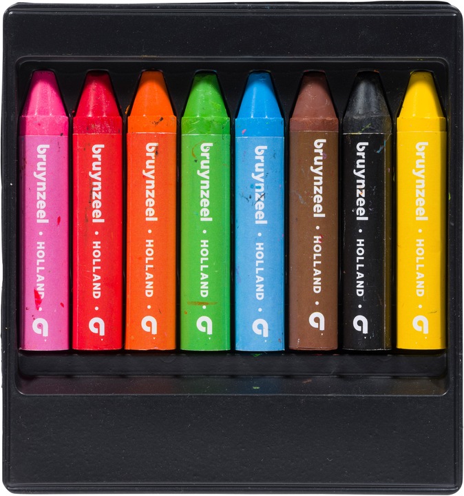 Productafbeelding Bruynzeel Kinderkrijtjes (Zwart, Bruin, Rood, Geel, Oranje, Lichtblauw, Roze, Lichtgroen, 8 x)