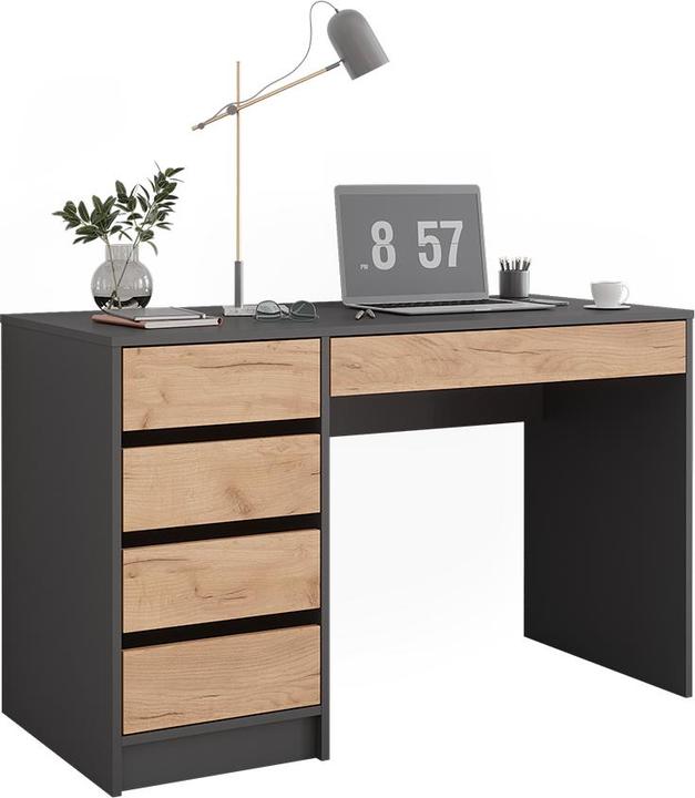 Produktbild Vicco Schreibtisch Sherry, Anthrazit/Goldkraft Eiche, 55 x 120 cm mit Schubladen (120 x 55 x 75 cm)