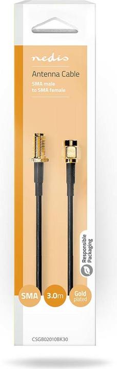 Produktbild Nedis Antennenkabel | SMA-Stecker | SMA-Buchse | Vergoldet | 50 Ohm | Einzeln geschirmt | 3.00 m | R (50 dB, Antennenkabel)