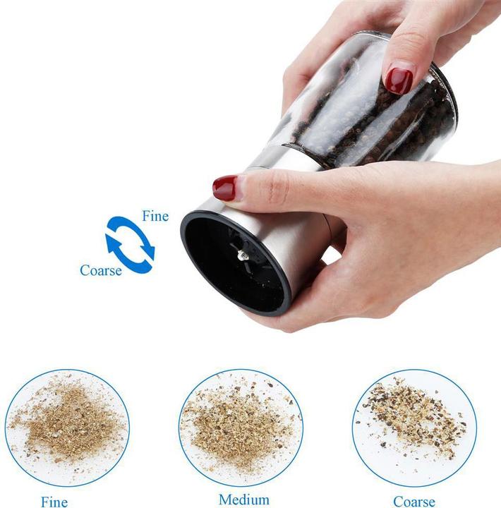 Actual product image Intirilife 2x spice mill in SILVER TRANSPARENT (Pepper, Salt)