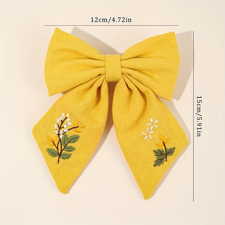 Actual product image Activity Board 1pc niedliche Blume Stickerei Schleife Haarspange, gemischte Farbe, Polyester, Mode (1 pcs.)