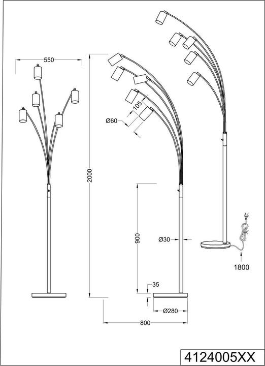 Produktbild Trio Marley - Stehlampe - Black Matt - exkl. (GU10)