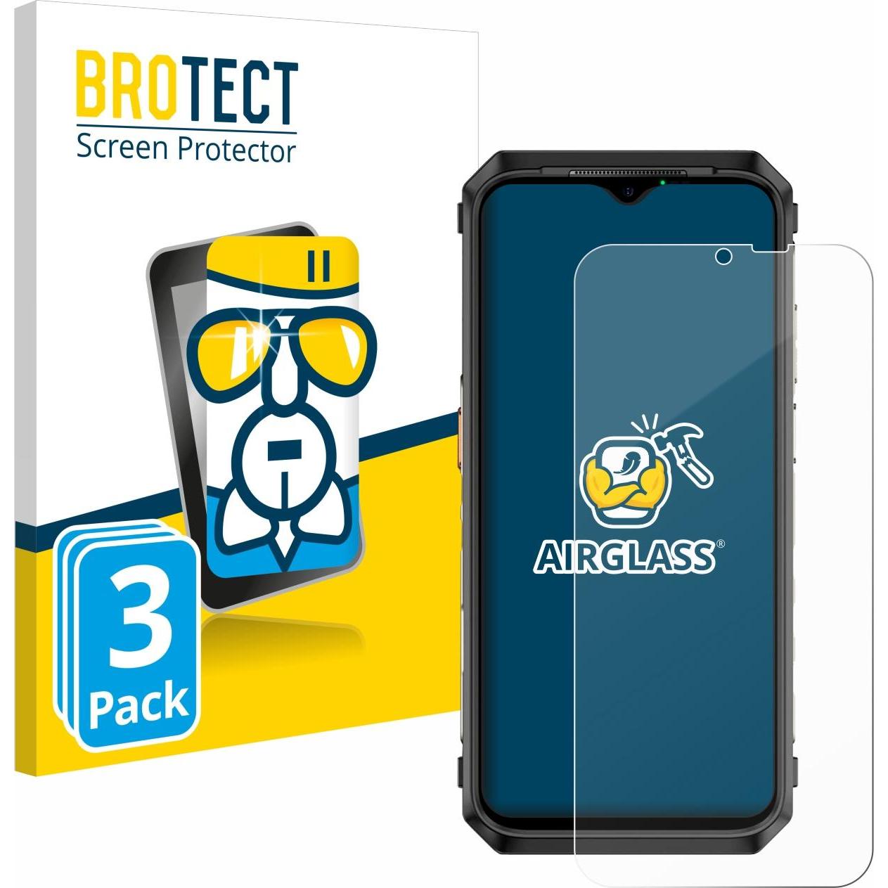 BROTECT AirGlass Panzerglasfolie (3 Stück, Ulefone Power Armor 19T), Smartphone Schutzfolie, Transparent