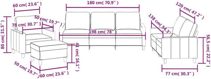 Immagine prodotto vidaXL Set divano 4 pezzi con cuscini cappuccino-marrone (2 posti, 3 posti, Salotto)