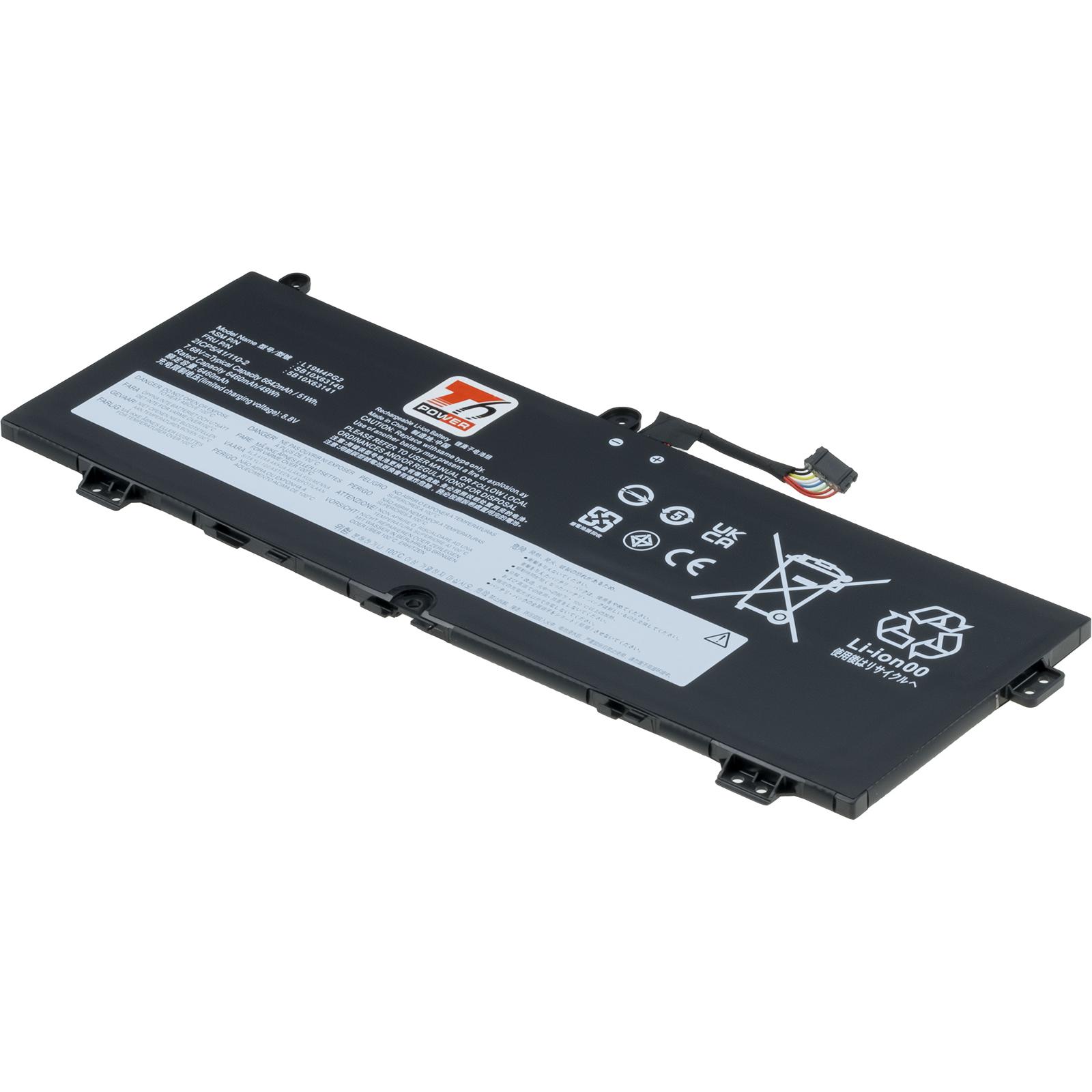 T6 Power Battery for Lenovo Flex 5 CB-13IML05, ThinkPad C13 Yoga 1st, 6642mAh, 51Wh, 4cell, Li-poly (4 cubicoli, 6642 mAh), Batteria per notebook