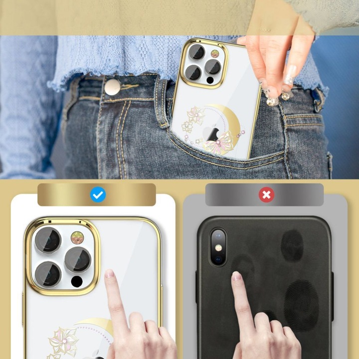 Produktbild Kingxbar Luxury Moon Series Case with Swarovski Crystals for iPhone 13 Pro Gold (Butterfly) (Apple iPhone 13 Pro)