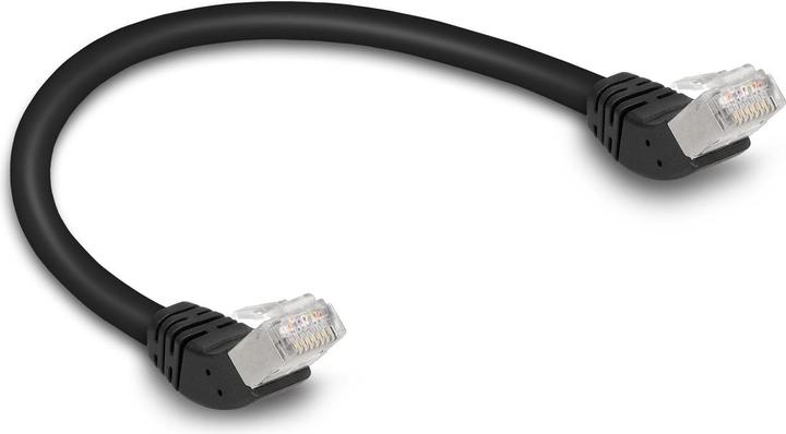 Actual product image Delock Patch cord 45° top angled Cat 6A, S/FTP, 0.25 m, Black (S/FTP, CAT6a, 0.25 m)
