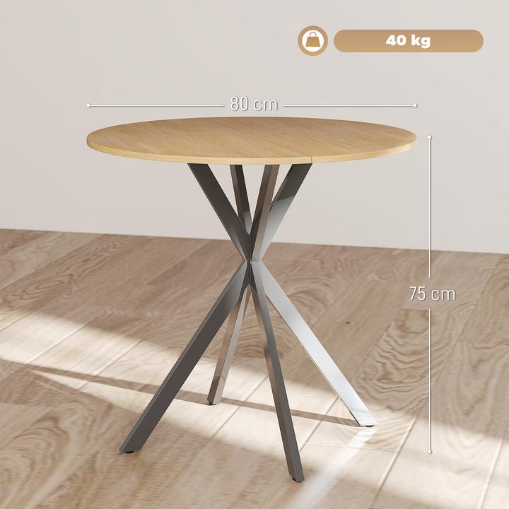 Produktbild Homcom Esstisch Spanplatte, Stahl Eiche (80 x 75 cm)