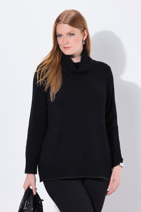 Produktbild Ulla Popken Pullover, Glitzer-Rollkante, A-Linie, Rollkragen, Langarm (42, 44)