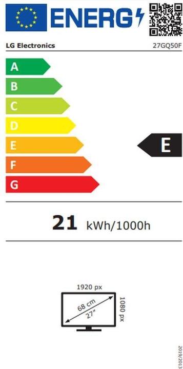 Energy Label LG 27GQ50F-B UltraGear (1920 x 1080 pixels, 27")