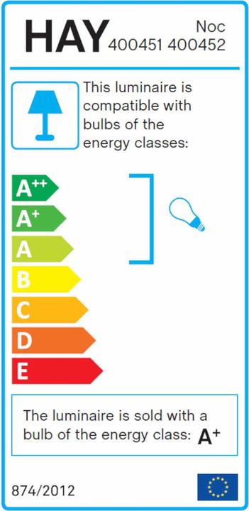 Energie-Label HAY Noc Button Wandleuchte Dark grey (470 lm, E14)