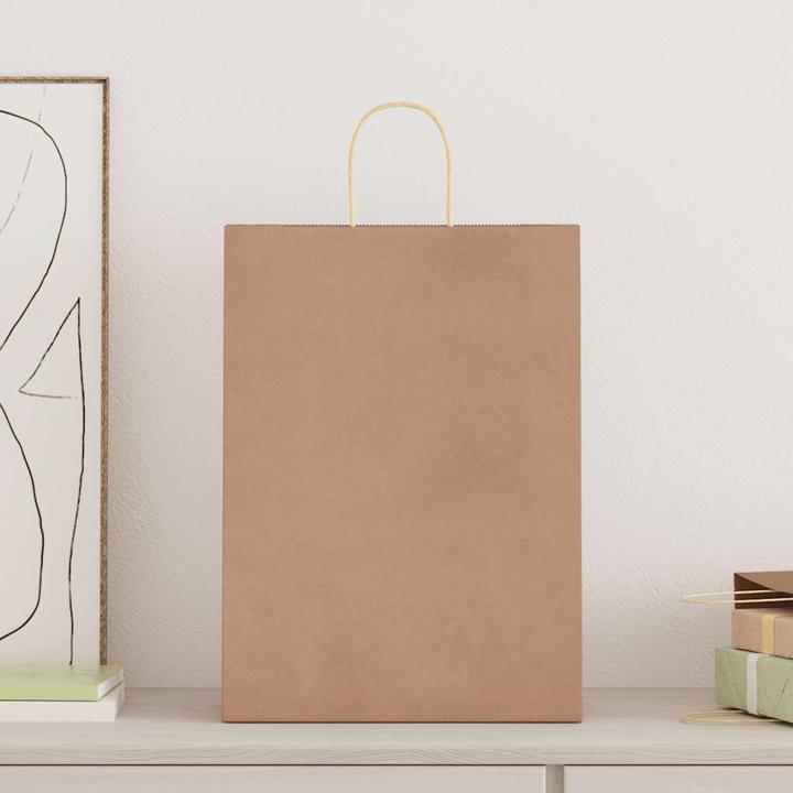 Actual product image vidaXL Kraft paper bags 50 pcs. with handle Brown 32x17x44 cm Paper bag (50 pcs.)