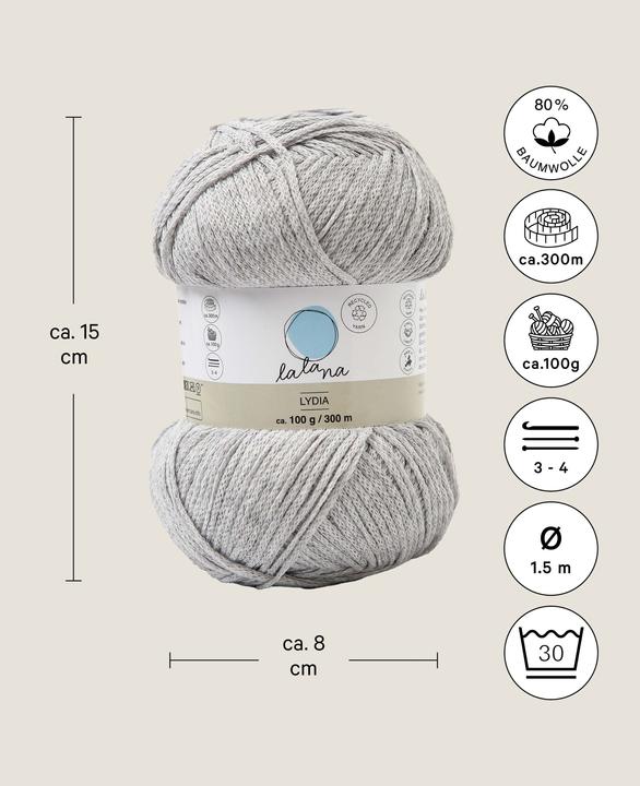 Immagine prodotto Lalana Lana Lydia, filato d'ordito 1,5 mm x 300 m, 100 g (300 m)