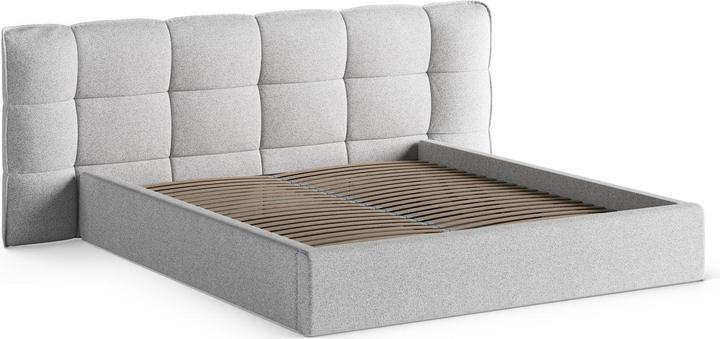 Actual product image Micadoni Storage Bed With Headboard, "Eric", Light Grey Melange, 225x250x104 Made in Europe (160 x 200 cm)