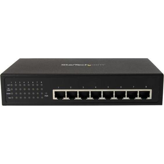 Thumbnail - StarTech 8 Port Gigabit POE Ethernet Switch (8 Ports), Netzwerk Switch, Schwarz