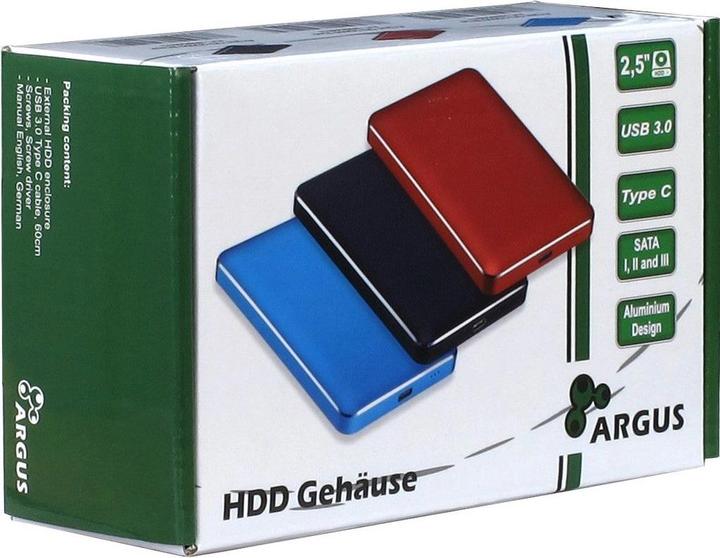 Productafbeelding Intertech ARGUS GD25609 2,5 USB C - rode HDD-behuizing voor 1x 2,5 inch Sata I II III 4TB Max 9,5 cm dikte (2.5")