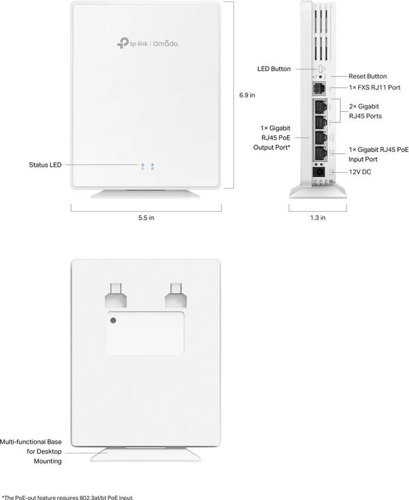 TP-Link Omada AX3000 Desktop Dual-Band Wi-Fi 6 Access Point (2402 Mbit/s)