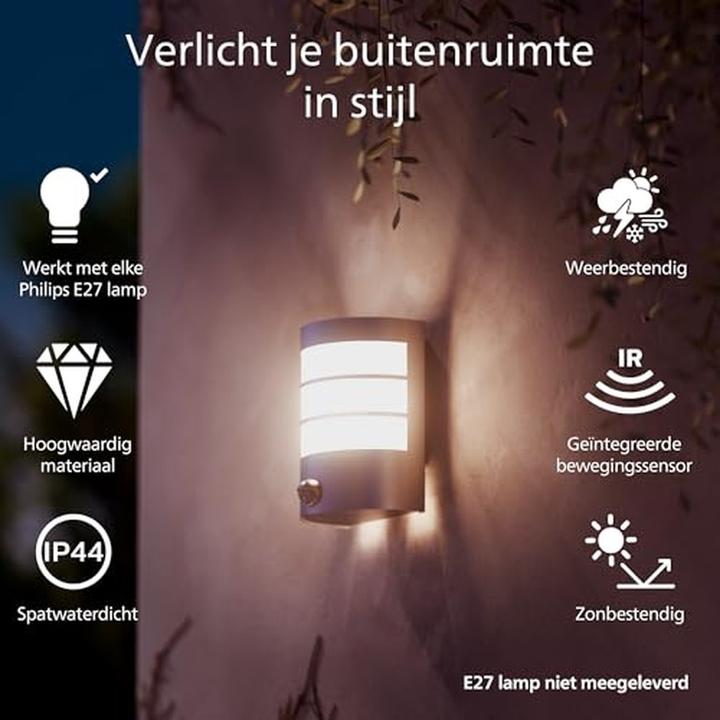 Produktbild Philips Lighting Calgary 929004668801 Aussenwandleuchte E27 Anthrazit (E27, IP44)