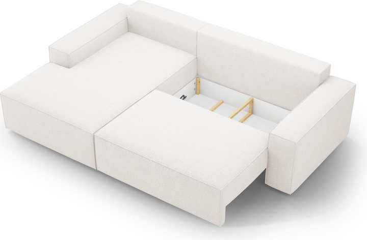 Actual product image Micadoni Bouclé Left Corner Sofa With Bed Function And Box, "Jodie", 3 Seats, 246x151x86 Made in Europe (Corner sofa)