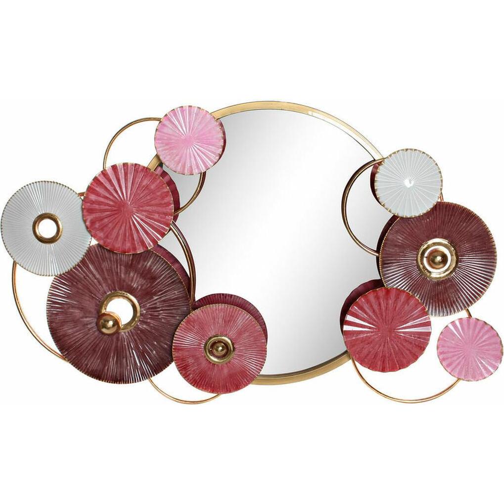 DKD Home Decor, Specchio, Wall mirror White Pink Golden Modern Circles 116 x 8 x 71 cm (116 x 8 cm)