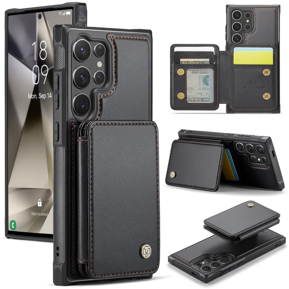 Thumbnail - Cover-Discount 2-in-1 Backcover mit Kreditkarten-Etui (Samsung Galaxy S24 Ultra), Smartphone Hülle, Schwarz