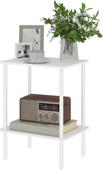 Produktbild Swisshandel24 Beistelltisch, 2-stufiger Moderner Couchtisch mit Aufbewahrungsfach, Weiss