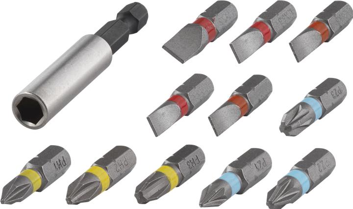 Produktbild wolfcraft 1 Bit-Set Solid 12-tlg. SL, PH, PZ (Kreuz Phillips PH, Kreuz Pozidriv PZ, Schraubschlitz)